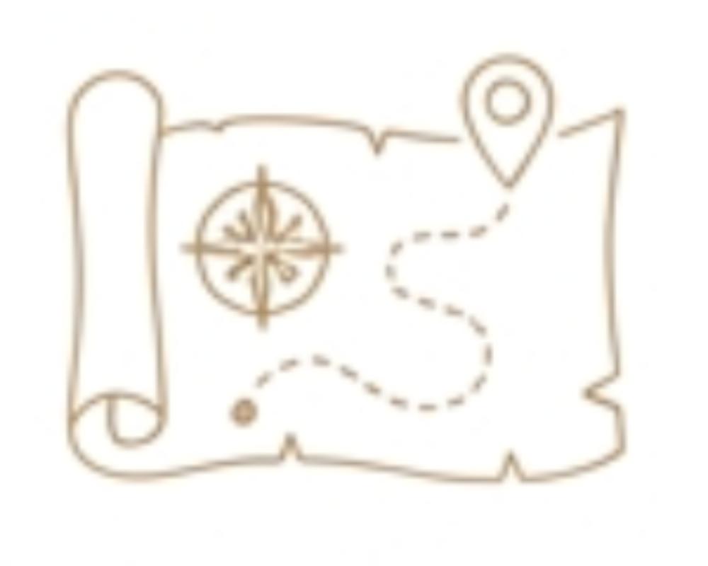 Silueta de un mapa con una brujula