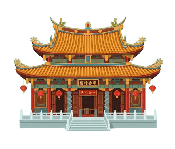 Templo Chino en caricatura sin fondo