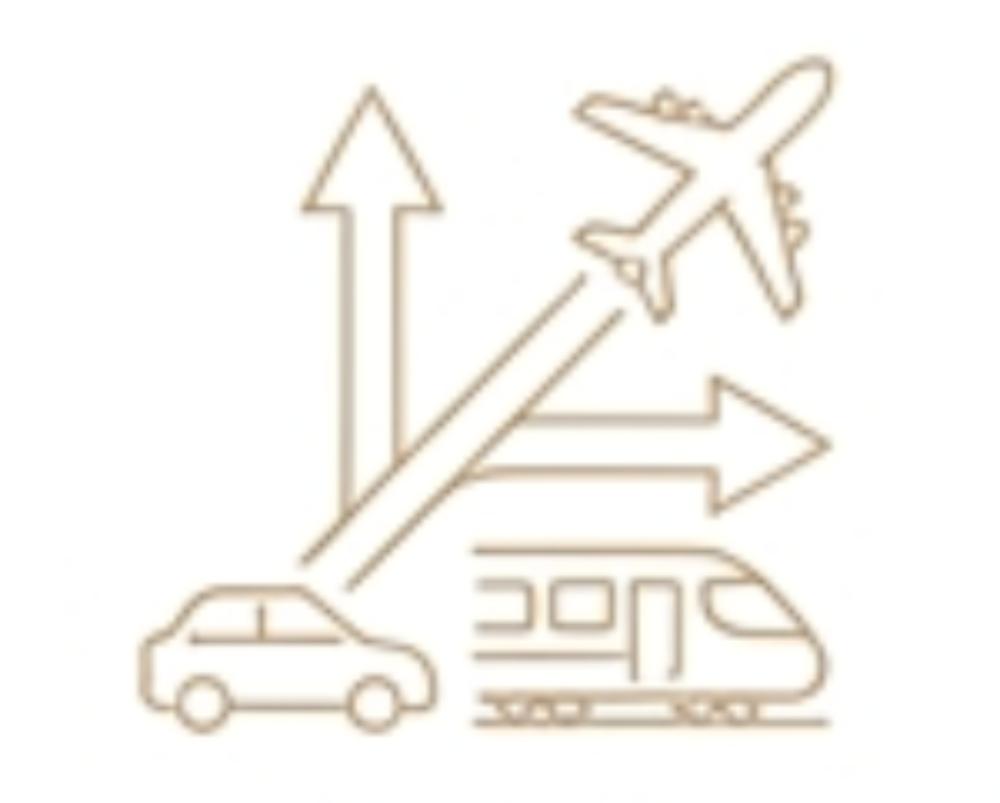 Vector de un avión, un carro y un tren.